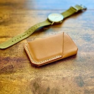 Leather wallet unisex light brown